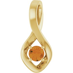 14K Yellow Gold 4 mm Round Natural Citrine Pendant
