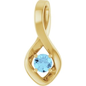 14K Yellow Gold 4 mm Round Natural Aquamarine Pendant