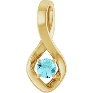 14K Yellow Gold 4 mm Round Natural Blue Zircon Pendant