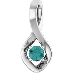 14K White Gold 4 mm Round Lab-Grown Alexandrite Pendant