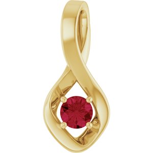 14K Yellow Gold 4 mm Round Natural Ruby Pendant