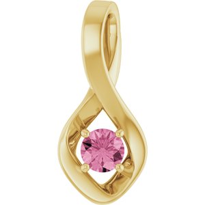 14K Yellow Gold 4 mm Round Natural Pink Tourmaline Pendant