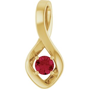 14K Yellow Gold 4 mm Round Natural Ruby Pendant