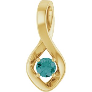 14K Yellow Gold 4 mm Round Lab-Grown Alexandrite Pendant