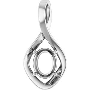 18K X1 White Gold  9x7 mm Oval Pendant Mounting – image 2