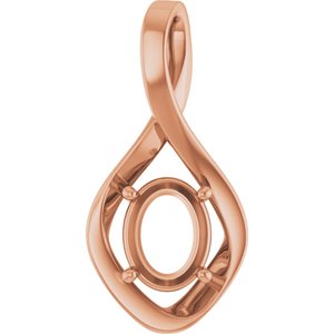 10K Rose Gold  9x7 mm Oval Pendant Mounting – image 2
