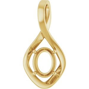 18K Yellow Gold  9x7 mm Oval Pendant Mounting – image 2