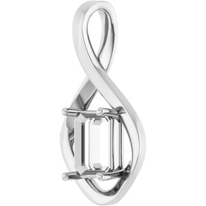 Sterling Silver  9x7 mm Emerald Pendant Mounting – image 4