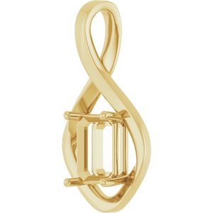14K Yellow Gold  9x7 mm Emerald Pendant Mounting – image 4