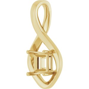 14K Yellow Gold  5.5 mm Square Pendant Mounting – image 4