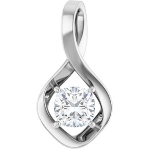 18K X1 White Gold  6 mm Cushion Pendant Mounting