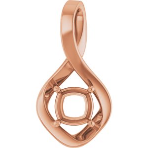10K Rose Gold  6 mm Cushion Pendant Mounting – image 2
