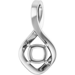 10K X1 White Gold  6 mm Cushion Pendant Mounting – image 2