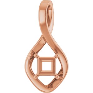 18K Rose Gold  5 mm Square Pendant Mounting – image 2