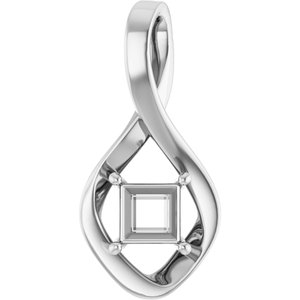 10K X1 White Gold  5 mm Square Pendant Mounting – image 2