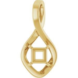 14K Yellow Gold  5 mm Square Pendant Mounting – image 2
