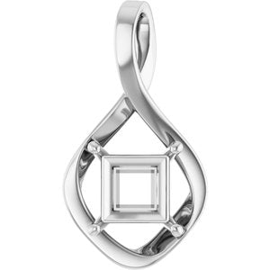 10K White Gold  7.5 mm Square Pendant Mounting – image 2