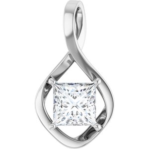 10K White Gold  7.5 mm Square Pendant Mounting