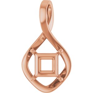 14K Rose Gold  7.5 mm Square Pendant Mounting – image 2