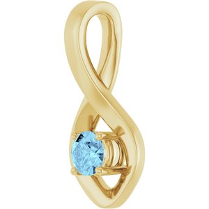 14K Yellow Gold 4 mm Round Natural Aquamarine Pendant