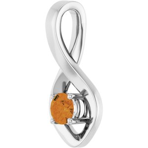 14K White Gold 4 mm Round Natural Citrine Pendant