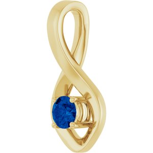 14K Yellow Gold 4 mm Round Lab-Grown Blue Sapphire Pendant – image 2