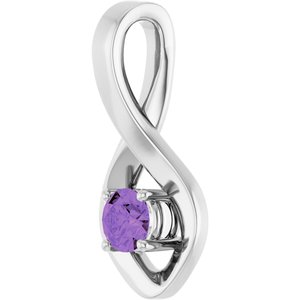 14K White Gold 4 mm Round Natural Amethyst Pendant