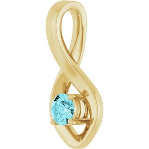 14K Yellow Gold 4 mm Round Natural Blue Zircon Pendant – image 2