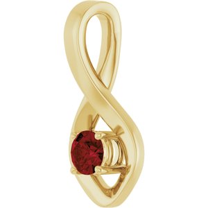 14K Yellow Gold 4 mm Round Natural Mozambique Garnet Pendant – image 2