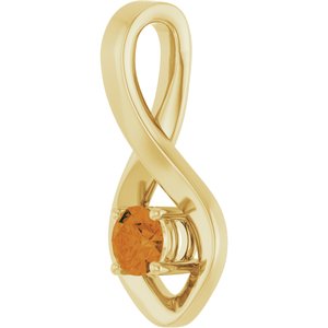 14K Yellow Gold 4 mm Round Natural Citrine Pendant – image 2