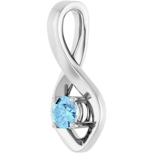14K White Gold 4 mm Round Natural Aquamarine Pendant – image 2