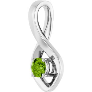 14K White Gold 4 mm Round Natural Peridot Pendant