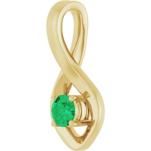14K Yellow Gold 4 mm Round Natural Emerald Pendant