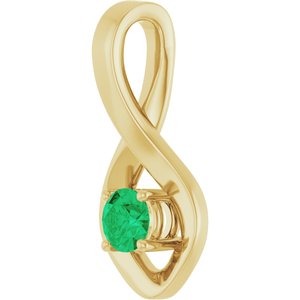 14K Yellow Gold 4 mm Round Natural Emerald Pendant – image 2
