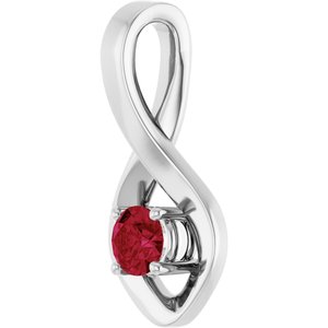 14K White Gold 4 mm Round Natural Ruby Pendant – image 2