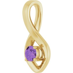 14K Yellow Gold 4 mm Round Natural Amethyst Pendant – image 2