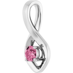 14K White Gold 4 mm Round Natural Pink Tourmaline Pendant – image 2