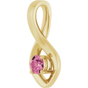 14K Yellow Gold 4 mm Round Natural Pink Tourmaline Pendant – image 2