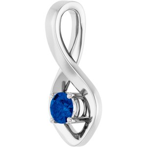 14K White Gold 4 mm Round Lab-Grown Blue Sapphire Pendant