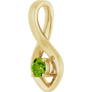 14K Yellow Gold 4 mm Round Natural Peridot Pendant – image 2