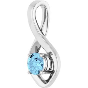 14K White Gold 5 mm Round Natural Aquamarine Pendant – image 2