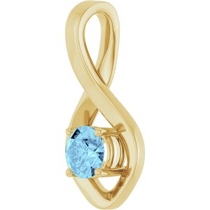 14K Yellow Gold 5 mm Round Natural Aquamarine Pendant