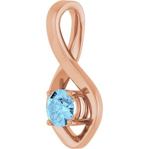 14K Rose Gold 5 mm Round Natural Aquamarine Pendant