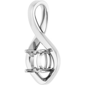 14K X1 White Gold  6 mm Cushion Pendant Mounting – image 4