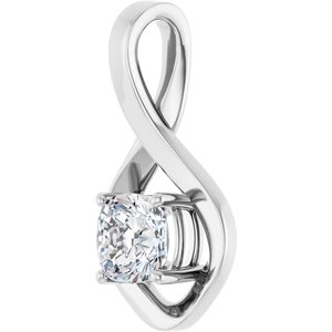 18K X1 White Gold  6 mm Cushion Pendant Mounting – image 3