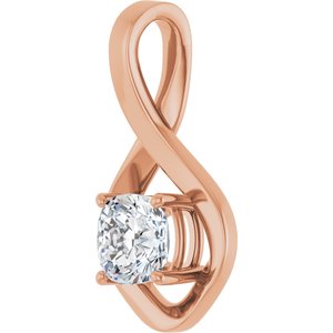 10K Rose Gold  6 mm Cushion Pendant Mounting – image 3