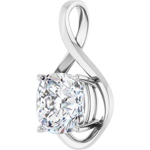 18K X1 White Gold  12 mm Cushion Pendant Mounting – image 3