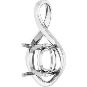 18K X1 White Gold  12 mm Cushion Pendant Mounting – image 4