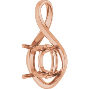 18K Rose Gold  12 mm Cushion Pendant Mounting – image 4