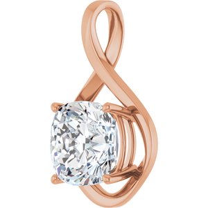 18K Rose Gold  12 mm Cushion Pendant Mounting – image 3